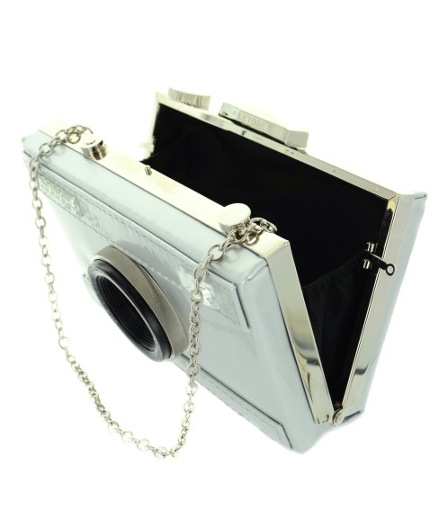 Camera Faux Patent Leathe, Silver