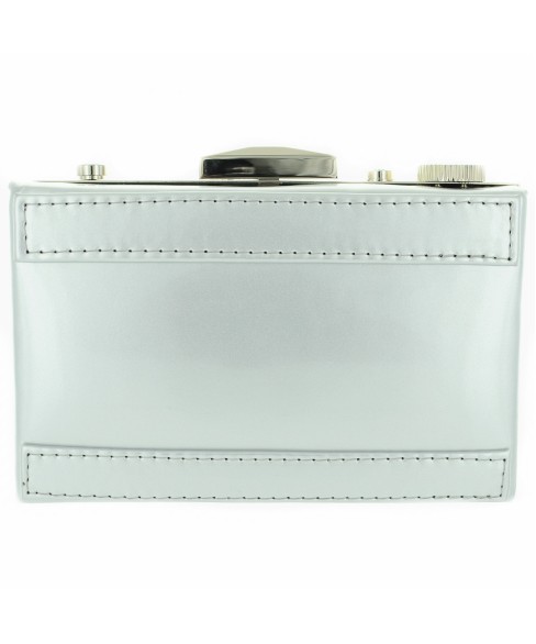 Camera Faux Patent Leathe, Silver