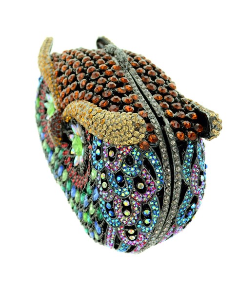 Crystal-Embellished Owl Evening Clutch