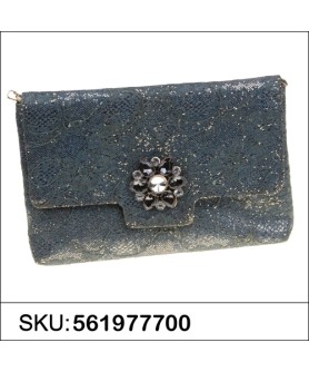 Crystal Buckle Glitter Lace Clutch