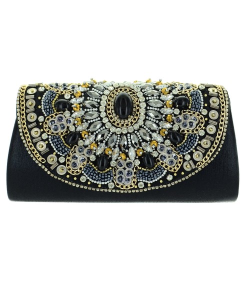 Ornate Handmade Embroidered Crystal Clutch