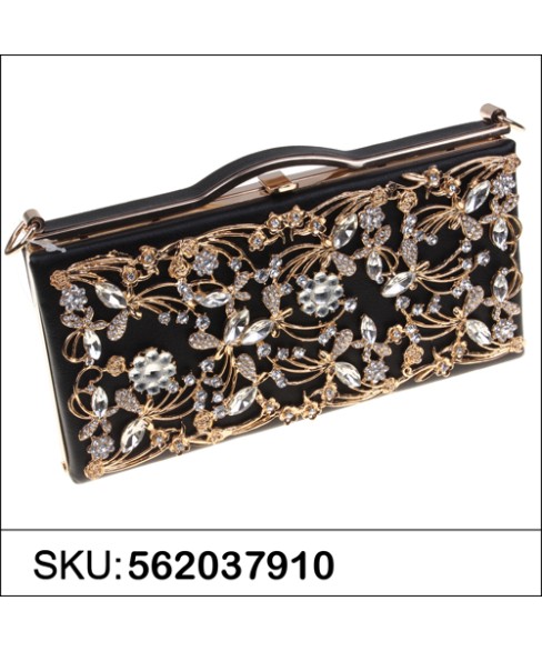 Vintage Inspired Relief Crystal Clutch