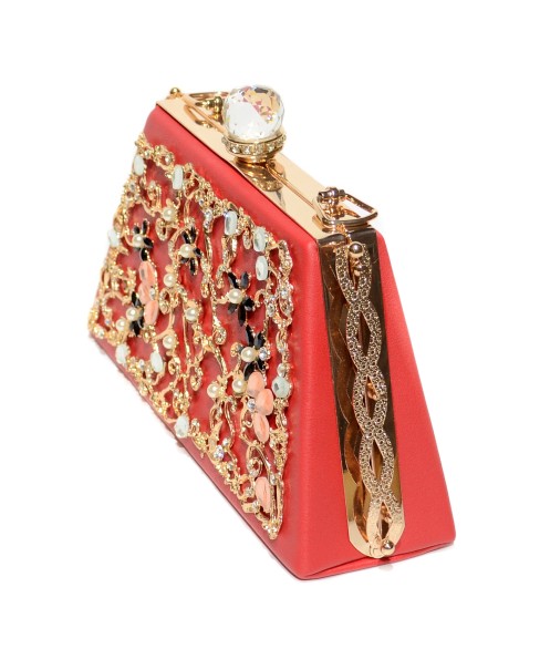 Vintage Inspired Relief Crystal Clutch