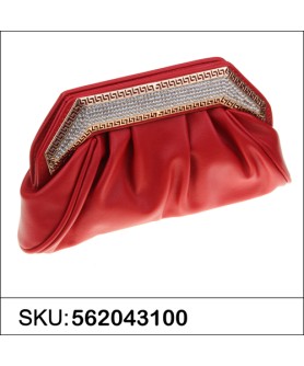 Crystal Frame Faux Leather Clutch