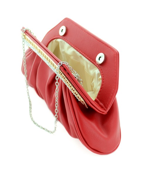 Crystal Frame Faux Leather Clutch