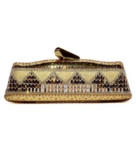 Relief Crystal & lace-Embellished Clutch