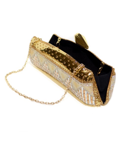 Relief Crystal & lace-Embellished Clutch