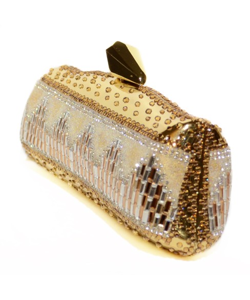 Relief Crystal & lace-Embellished Clutch