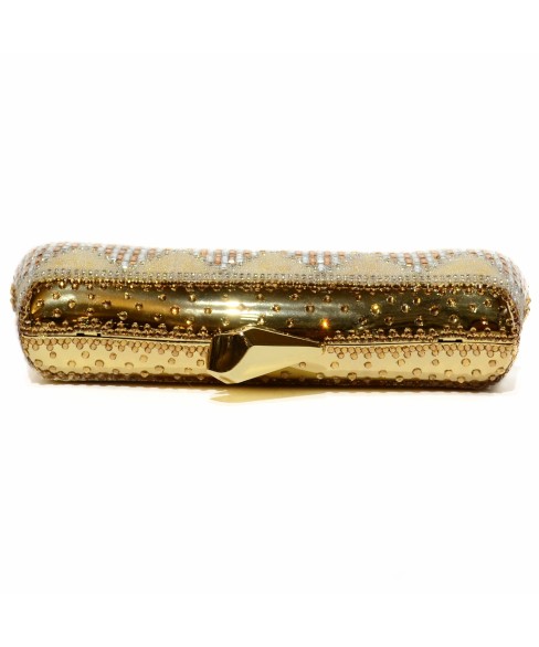 Relief Crystal & lace-Embellished Clutch