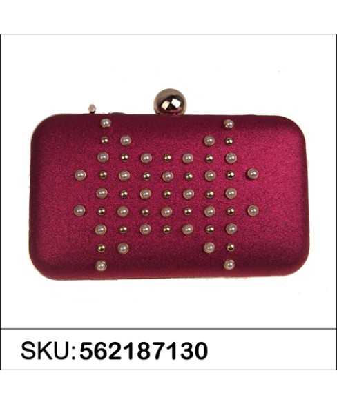 Faux Pearls & Studs Box Clutch