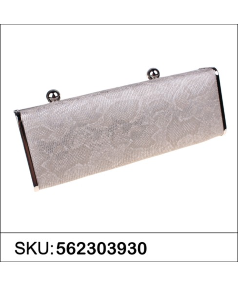 Python Embossed Two Compartment Clutch