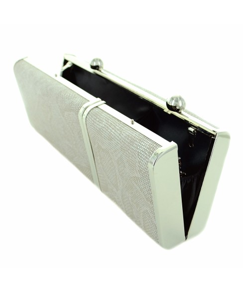 Python Embossed Two Compartment Clutch