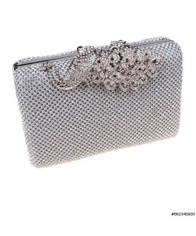 Crystal Peacock Mesh Clutch