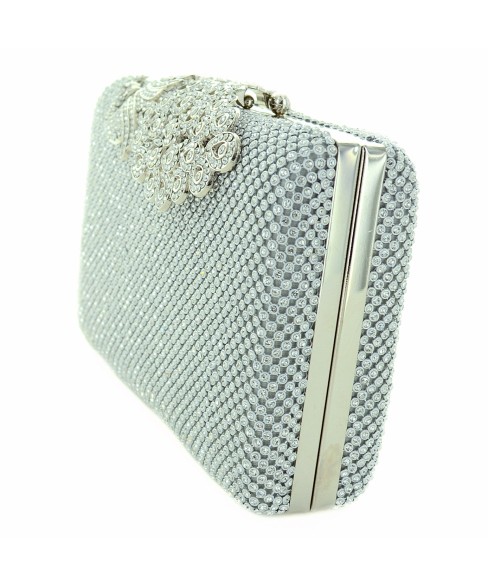 Crystal Peacock Mesh Clutch