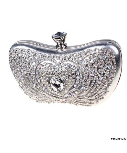 Crystal Deco Heart Clutch