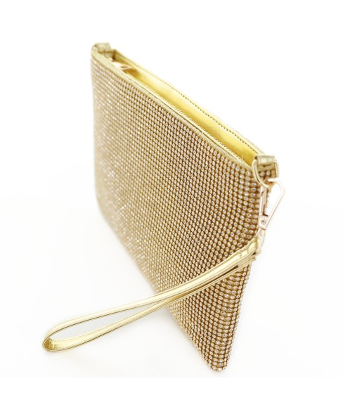 Rhinestone Crystal Allover Wristlet Clutch Bag