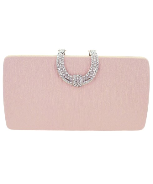 Glitter Metallic Crystal Buckle Clutch