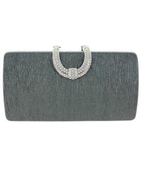 Glitter Metallic Crystal Buckle Clutch