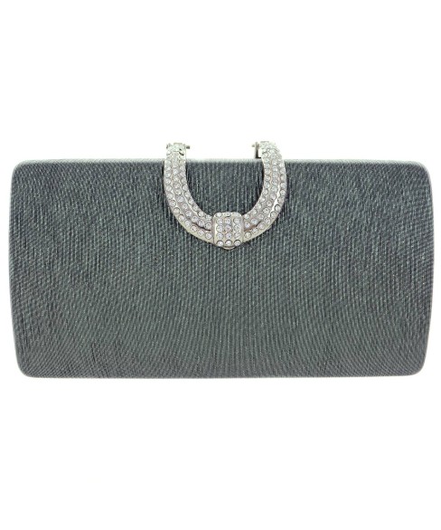 Glitter Metallic Crystal Buckle Clutch