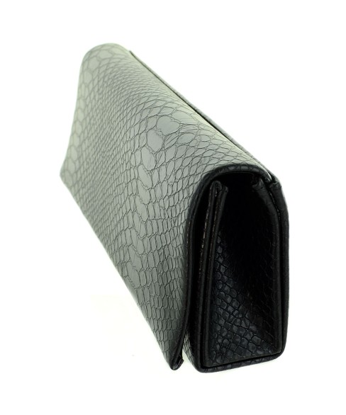 Croc Embossed Faux Leather Clutch