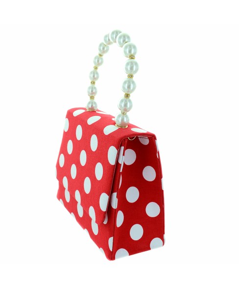 Pearl Handle Polka Dot Purse