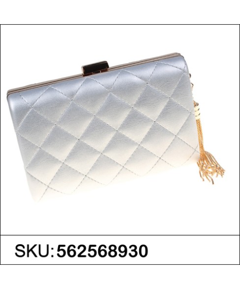 Quilted Faux Leather Box Cllutch Bag