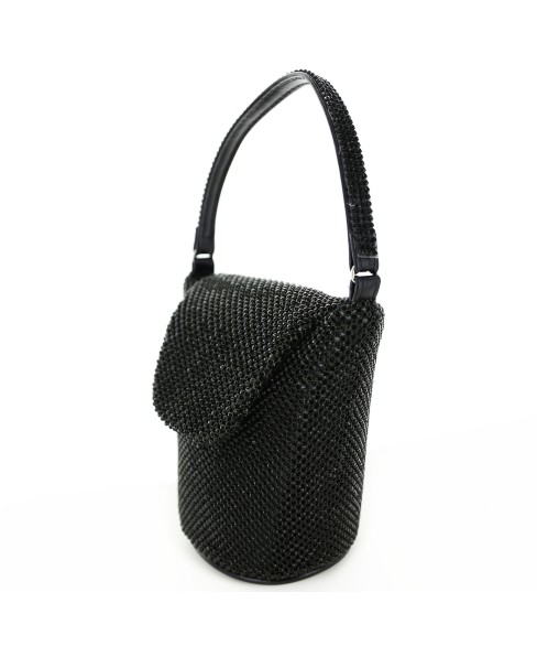 Top Handle Rhinestone Mesh Purse Bag