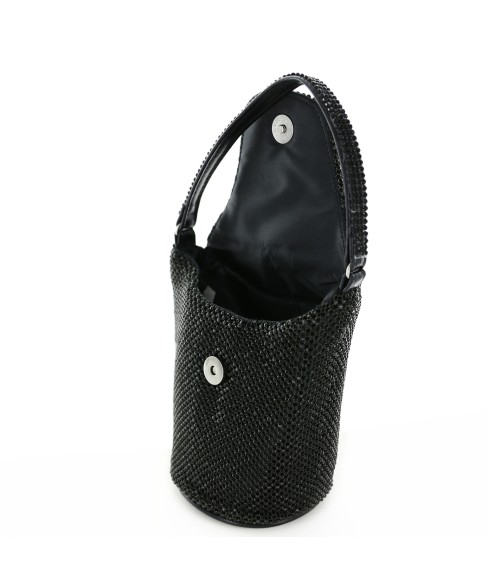 Top Handle Rhinestone Mesh Purse Bag