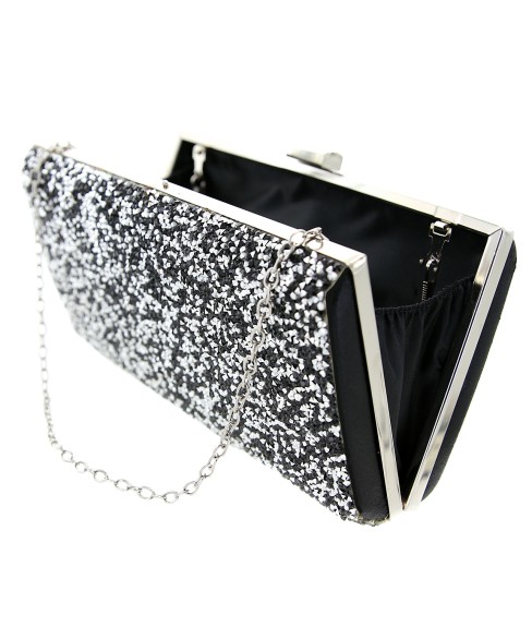 Glitter Crystal-Embellished Beaded Clutch