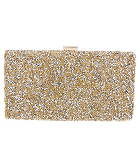 Glitter Crystal-Embellished Beaded Clutch