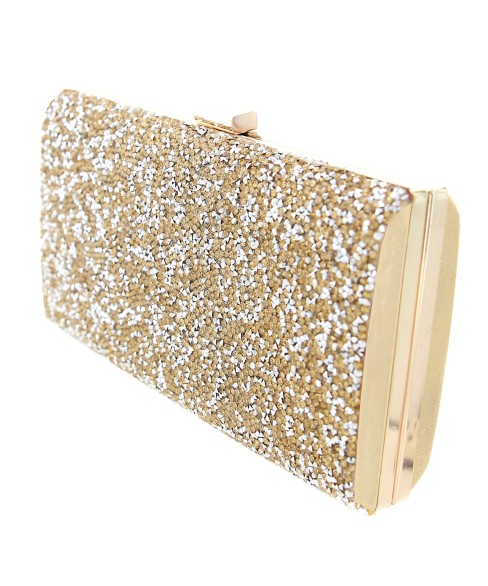 Glitter Crystal-Embellished Beaded Clutch