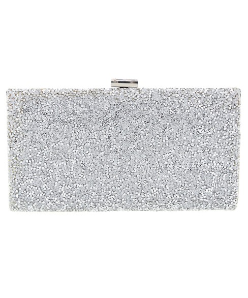 Glitter Crystal-Embellished Beaded Clutch