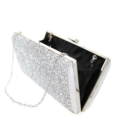 Glitter Crystal-Embellished Beaded Clutch