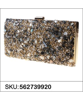 Glitter Crystal-Embellished Beaded Clutch