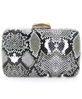 Python Embossed Box Clutch