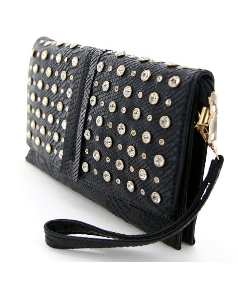 Crystal Studded Wristlet Clutch