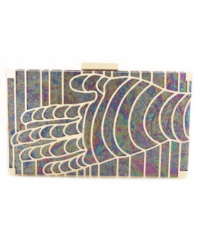 Holographic Metal Hollow Out Hand Frame Clutch