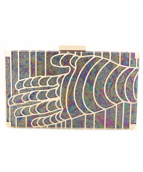 Holographic Metal Hollow Out Hand Frame Clutch