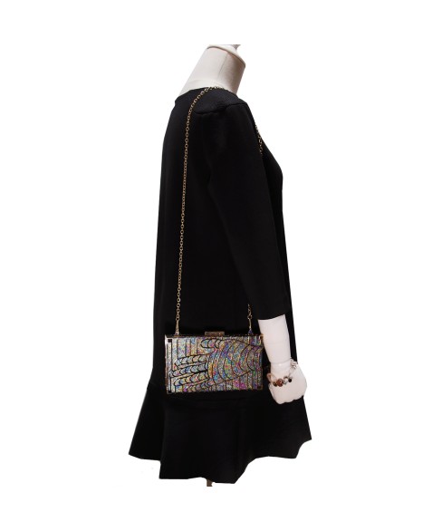 Holographic Metal Hollow Out Hand Frame Clutch