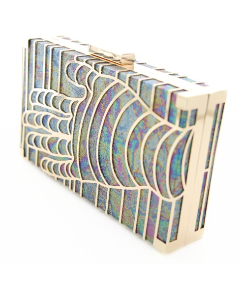 Holographic Metal Hollow Out Hand Frame Clutch