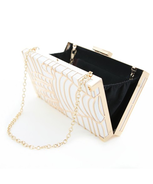 Holographic Metal Hollow Out Hand Frame Clutch