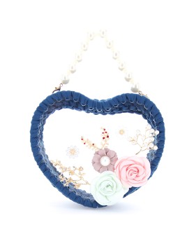 Pearl Handle Heart Clear Woven Frame Bag