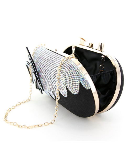 Rhinestone Embellished Butterfly Box Clutch Bag