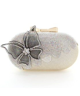 Rhinestone Embellished Butterfly Box Clutch Bag