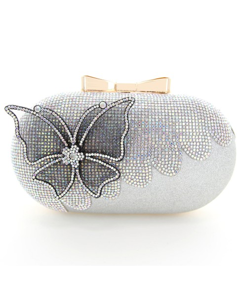 Rhinestone Embellished Butterfly Box Clutch Bag