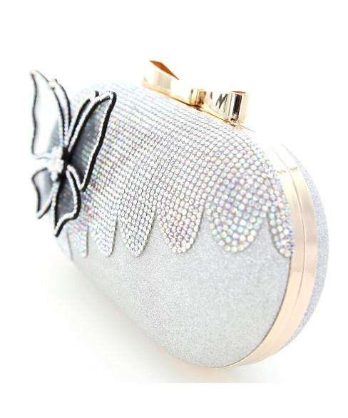 Rhinestone Embellished Butterfly Box Clutch Bag