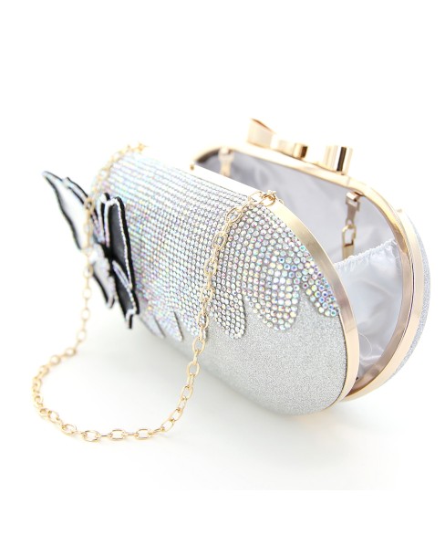 Rhinestone Embellished Butterfly Box Clutch Bag