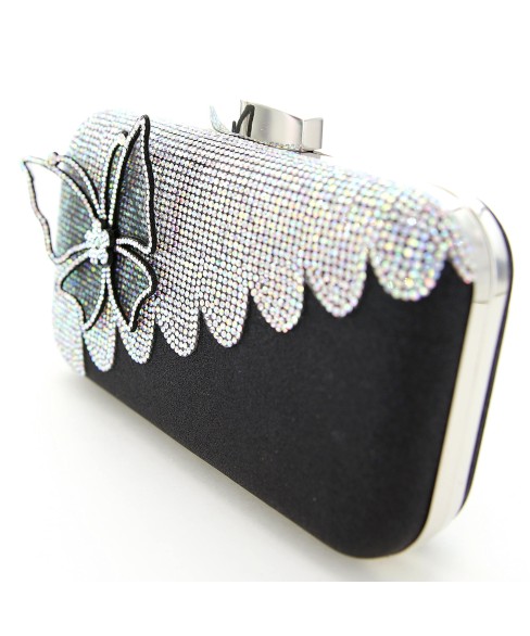 Rhinestone Embellished Butterfly Box Clutch Bag