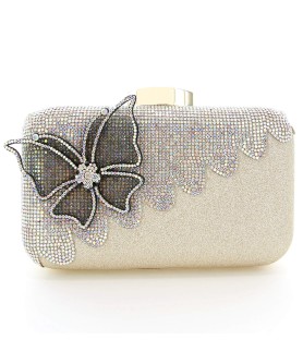 Rhinestone Embellished Butterfly Box Clutch Bag