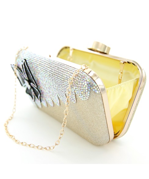 Rhinestone Embellished Butterfly Box Clutch Bag